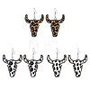 FIBLOOM 3 Pairs 3 Colors Imitation Leather Cattle Head Dangle Earrings for Women EJEW-FI0002-36-1