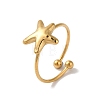 Ion Plating (IP) 304 Stainless Steel Starfish Open Cuff Rings for Women RJEW-M167-08C-G-1