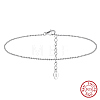 925 Sterling Silver Ball Chain Anklet AJEW-Z029-18P-1