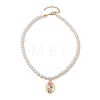 White Glass Pearl Beaded Necklaces NJEW-JN04652-01-4