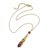 304 Stainless Steel Filigree Natural Mixed Stone Faceted Pointed Bullet Pendant Brass Cable Chain Necklaces NJEW-JN06568-4