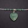 Natural Gemstone Heart Pendant Colorful Glass Seed Beads Beaded Necklaces for Women VA8487-5-3