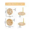 8Pcs 4 Style Flat Round with Flower Brass Micro Pave Clear Cubic Zirconia Stud Earrings Findings KK-DC0002-90-2