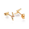Brass Micro Pave Cubic Zirconia Flash Crawler Stud Earrings EJEW-F201-04G-2
