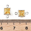 SHEGRACE Brass Pave Cubic Zirconia Square Connector Charms XGRQ2O014-440D-P-3