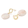 Flat Round Natural Pearl Dangle Earrings EJEW-L286-09G-2