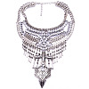 Alloy Crystal Rhinestone Teardrop Trible Floral Chunky Bib Necklaces for Women FS-WGFFCE0-01-2