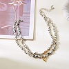 Alloy Heart Pendant Irregular CCB Plastic Beaded 2-Strand Necklaces for Women FS-WG5DF6F-01-2
