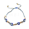 Flower Glass Seed Beaded Braided Bead Bracelets for Women Frineds BJEW-F493-10A-2