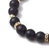 Frosted Natural Black Agate(Dyed & Heated) Beaded Stretch Bracelets BJEW-JB10565-4