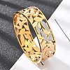 Ion Plating(IP) 304 Stainless Steel Hinged Bangles with Polymer Clay Rhinestones for Women BJEW-Z080-04G-1