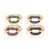 Brass Micro Pave Cubic Zirconia Cuff Rings ZIRC-Q205-08-1