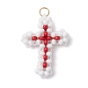 Beaded Cross Charms PALLOY-GD00002-05-1