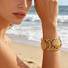 Ocean 304 Stainless Steel Hollow Starfish Shell Shape Open Cuff Bangles for Women WGCF8EC-01-3