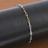 304 Stainless Steel Dapped Chains Bracelets for Women BJEW-D466-08A-GP-1