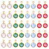 40Pcs 4 Colors 304 Stainless Steel Wrapped Dyed Natural Quartz Round Charms STAS-UN0063-75-1
