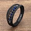 Natural Sodalite Round Beads & Braided Imitation Leather Cord Bracelets for Men FS-WGCE7B3-27-1