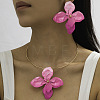 Flower Alloy Stud Earrings & Pendant Choker Sets for Women WG356AA-01-1