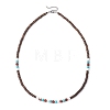 Summer Beach Natural Red Jasper & Synthetic Turquoise & White Shell & Coconut Beaded Necklaces NJEW-JN05011-4