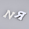 26Pcs ABS Plastic Imitation Pearl & Rhinestone & Cloth Letter Cabochons PATC-T001-01B-5