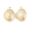 Oval Brass Locket Pendants KK-K414-12F-G-1