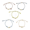 Ocean 304 Stainless Steel Link Adjustable Braided Polycotton Metallic Cord Slider Bracelets BJEW-JB14245-03-3
