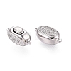 Brass Micro Pave Clear Cubic Zirconia Box Clasps KK-Q074-06P-1