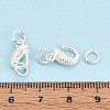 Textured Fish 925 Sterling Silver S-Hook Clasps with Jump Rings STER-T009-10S-4