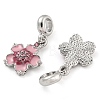 Rack Plating Alloy Enamel Peach Blossom Flower European Dangle Charms FIND-B034-13P-2