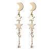 Moon & Star 304 Stainless Steel Dangle Stud Earrings EJEW-TA00504-1