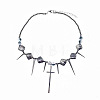 201 Stainless Steel with CCB Plastic Spiked Cross Pendant Choker Necklaces for Men FS-WG8A346-01-5