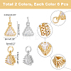 SUPERFINDINGS 12Pcs 2 Colors Brass Clear Cubic Zirconia Pendants ZIRC-FH0001-13-2