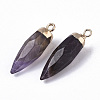 Top Golden Plated Natural Amethyst Pointed Pendants X-G-S359-078F-3