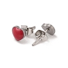 3 Pairs 3 Colors 304 Stainless Steel Enamel Heart Stud Earrings for Women EJEW-K279-01P-3