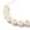 Acrylic Flat Round with Letters Braided Bead Bracelet for Women BJEW-JB07571-01-4