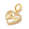 Brass Micro Pave Clear Cubic Zirconia European Dangle Charm CU-CBA9AB3-34G-2