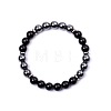 Glass & Synthetic Non-magnetic Hematite Round Beads Stretch Bracelets for Women Men KJ2327-2-1