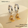 Christmas 304 Stainless Steel Clear Cubic Zirconia Two Tone Hoop Earrings FS-WG279DA-02-1