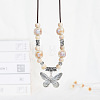 Alloy Pendant Waxed Cord Necklaces FS-WGBC2DA-07-1
