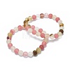 Frosted Tigerskin Glass Bead Stretch Bracelets BJEW-K212-A-016-1