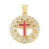 Religion Cross Brass Micro Pave Clear Cubic Zirconia Pendants CU-CBA83A6-03C-G03-1