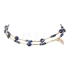 Natural Lapis Lazuli Round and Nuggets Lariat Necklaces NJEW-JN05727-9