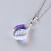 Electroplated Glass Pendant Necklaces NJEW-JN02503-3
