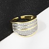 Brass Micro Pave Cubic Zirconia Open Cuff Ring for Women RJEW-F177-03GP-08-4