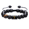 Natural Black Agate & Tiger Eye Round Beaded Adjustable Bracelets HL8029-25-1