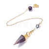 Resin Hexagonal Pointed Dowsing Pendulums(Brass Finding and Gemstone Inside) G-L521-A12-2