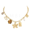 304 Stainless Steel & Resin & Imitation Pearl Multi-Pendant Bib Necklaces for Women SA-CBA717A-02G-01-3