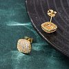 Brass Micro Pave Cubic Zirconia Stud Earrings EJEW-F418-15G-5