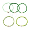5Pcs Glass Seed Beads & Natural Sea Shell Stretch Bracelets for Women BJEW-JB13922-2