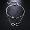 Alloy Infinity Heart Initial Charm Double Layer Anklets for Women FS-WG74AE6-10-1